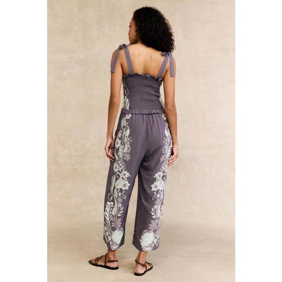 Caballero Rose Graphite Protea Paisley Jumpsuit Size L with Stains - Picture 2 of 11